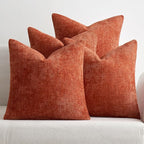 MIULEE Decorative Chenille Fall Pillow Covers Burnt Orange 18x18 Pack of 4 | by MIULEE