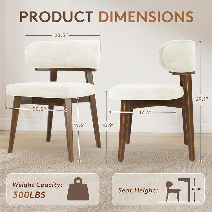Dining Chairs Set of 2, Modern Upholstered Dining Chairs, Wooden Kitchen Chairs - Image 2