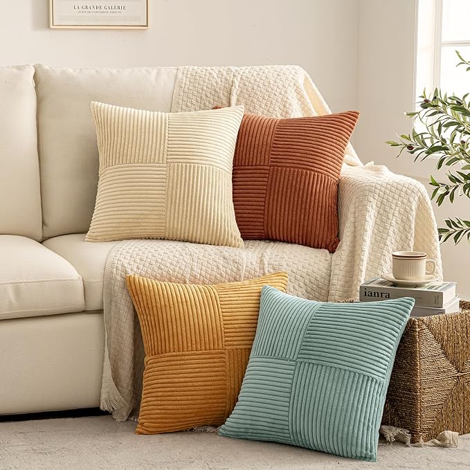 MIULEE Fall Boho Farmhouse Decorative Throw Pillow Covers 20x20 Inch 4 Packs - Image 4