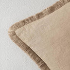 MIULEE Boho Linen Fringe Decorative Throw Pillow Covers Camel 20x20 | Set of 2 - Image 3