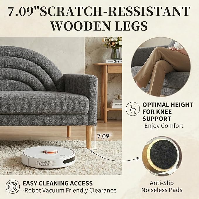 63" Small Loveseat Sofa for Small Spaces, Mid Century Modern Sofa, Linen - Image 7