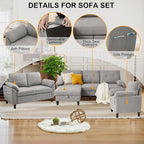 84" Convertible Sectional Sofa Set, 3 Seat L Shaped Couch - Image 4