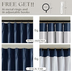 Dark Blue Pinch Pleated 100% Blackout Linen Bedroom Curtains 96 Inch Length | - Image 6