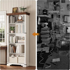 5-Tier Farmhouse Bookshelf, 61.1 inch Tall Bookcase - Image 5