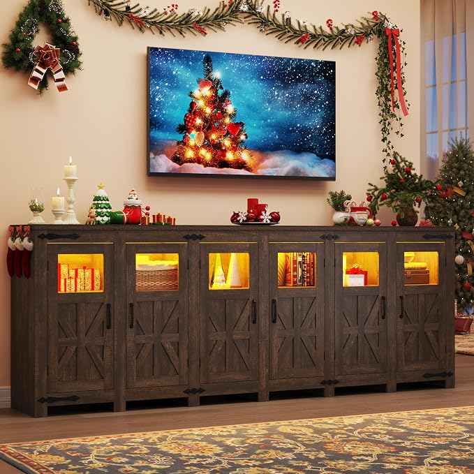 95.3" Large LED Farmhouse TV Stand - Image 3