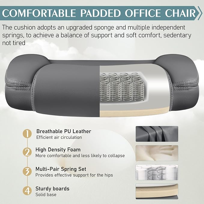 Leather Office Chair, PU Home Computer Desk Chairs - Image 5