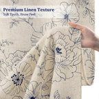 Boho Floral Curtains, Vintage Farmhouse Curtains 84 Inches Long, Dark Blue - Image 4