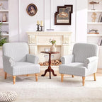 HUIMO Linen Fabric Accent Chairs Set of 2, Mid-Century Modern Armchair - Image 9