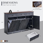 IFGET Triple Tilt Out Trash Can Cabinet, 20 Gallon Farmhouse Laundry Hamper - Image 2