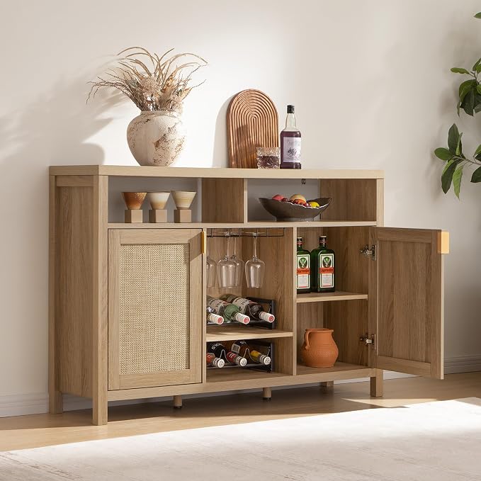 SICOTAS 51" Coffee Bar Cabinet Bar Cart - Image 2