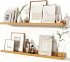 Fun Memories Picture Ledge Shelves Set of 2, 32 Inch Rustic Wall Mounted by FunMemories