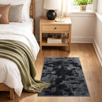 2x3 Tie-dye Dark Grey Area Rug Washable Non-Slip - Image 3