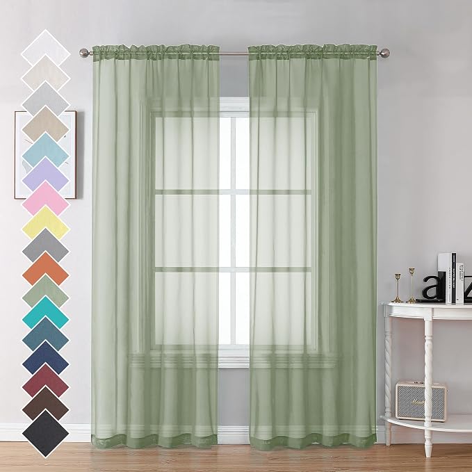 Bedroom Curtains 2 Panel Sets 84" Inch Length - Image 2