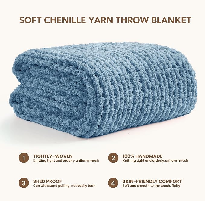 L'AGRATY Chunky Knit Throw Blanket - Image 3