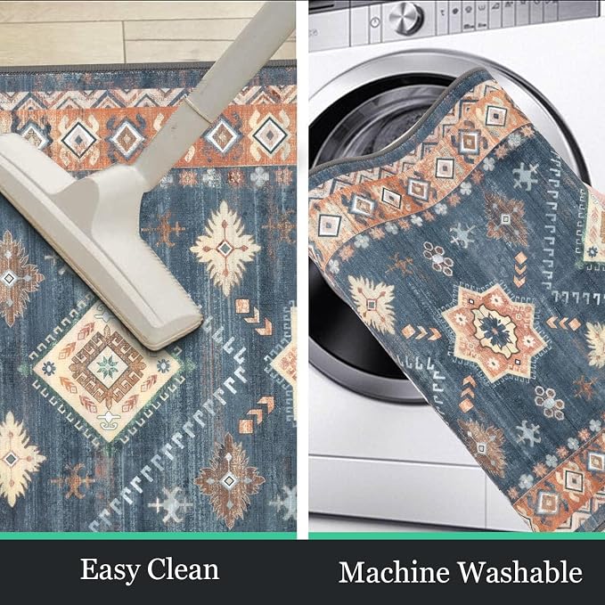HEBE Boho Kitchen Rugs Set of 3, Non Slip Washable Kitchen Mats - Image 4