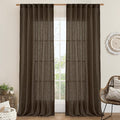 Dark Brown Sheer Linen Curtains 2 Panels Set Light Filtering Panels | 108 inch by LAMIT