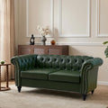 Mid-Century 2 Seater Sofa, Faux Leather Loveseat by YUCHIATHSoulFurniture