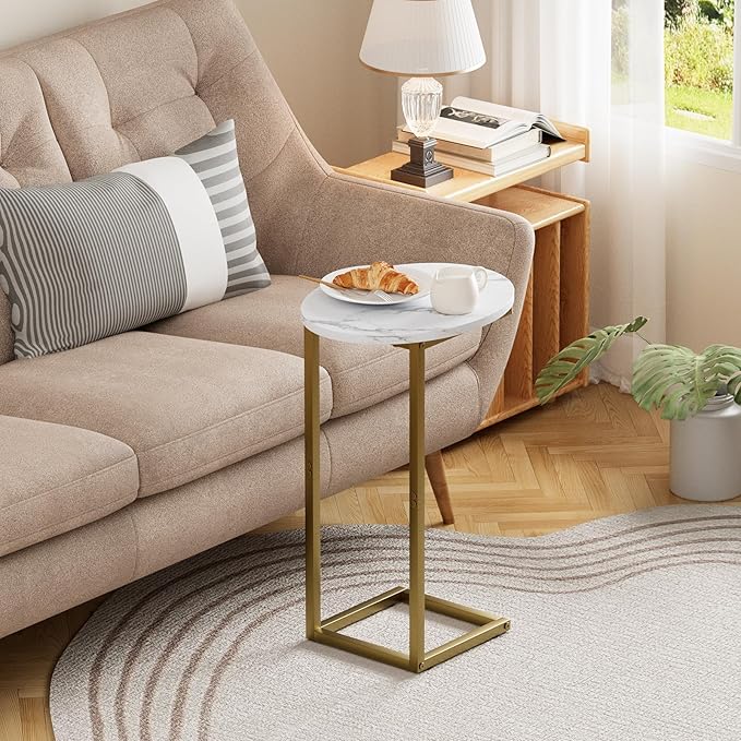 C Shaped End Table, Oval Couch Side Tables - Image 3