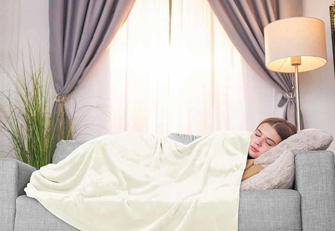 Utopia Bedding Ultra Soft Fleece Bed Blanket Twin Size Ivory | Microfiber Plush - Image 8