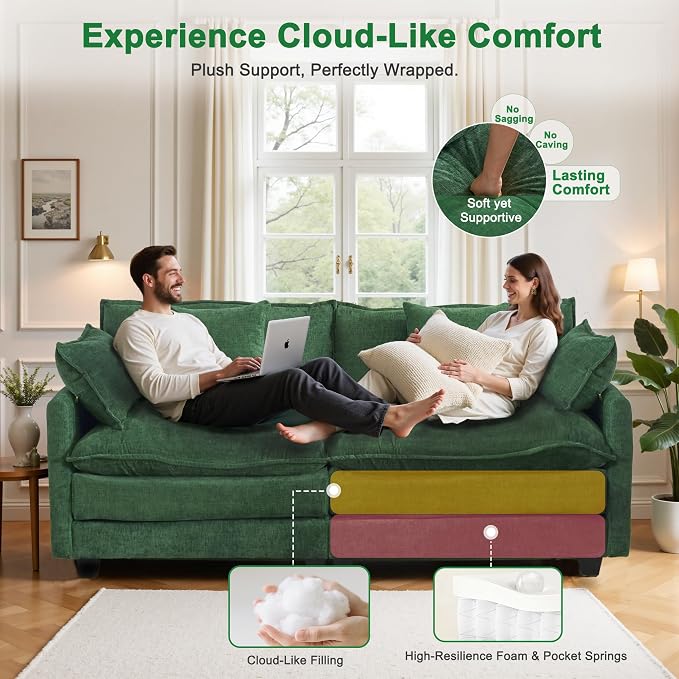 77" Cloud Chenille Sofa Set - Image 4