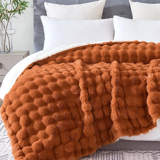 60x80 Inches Ultra-Soft Fuzzy Faux Fur Plush Twin Size Blanket by Serenhom