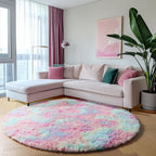 Rainbow Round Area Rugs 5ft, Soft Bedroom Circle Rug Mats - Image 5