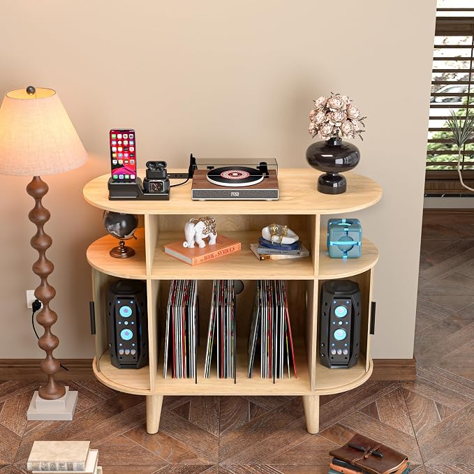 LUVIOHOME Large Round Record Player Stand - Image 6