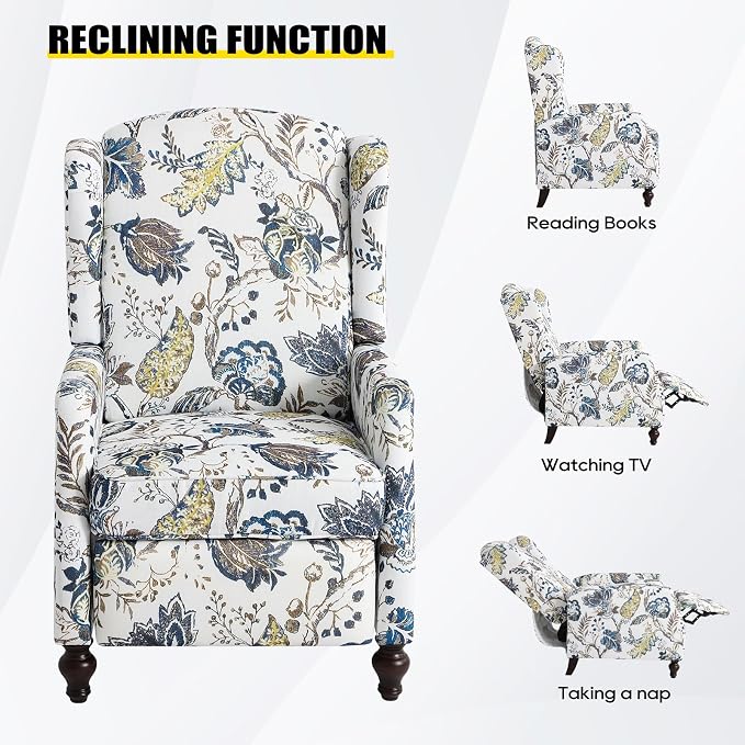 Wingback Recliner Chair, Traditional Push Back Recliner Chair - Image 3