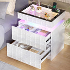 Night Stand with Charging Station and Smart RGB Lights, LED Nightstand with by VlsrkaFurniture