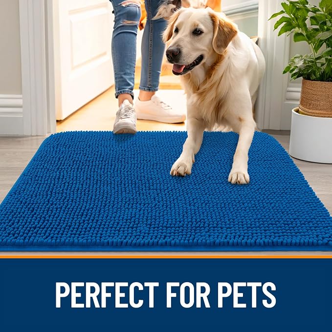 OLANLY Dog Door Mat for Muddy Paws 48x30, Super Absorbent Chenille Mud Mat | - Image 6