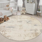 Round Area Rug Living Room: 6 ft Modern Washable Indoor Carpet | - Image 5