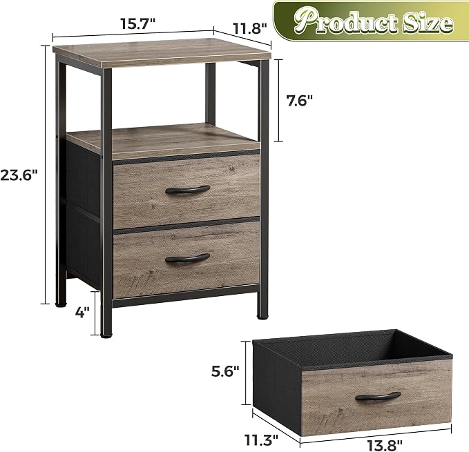 Huuger Night Stand Set of 2, Nightstand - Image 3
