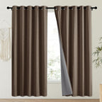 NICETOWN Coffee Vintage Linen 100% Blackout Curtains - Image 2