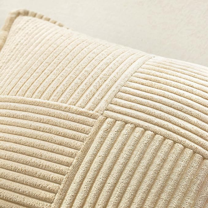 MIULEE Decorative Lumbar Throw Pillow Covers 12x20 Inch Cream 2 Pack | Boho - Image 5