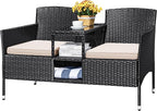 Devoko Outdoor Patio Loveseat Modern Rattan 2-Seat Patio Conversation Set by DEVOKO