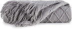 BOURINA Light Grey Throw Blanket 60x80 Inches Throw Textured Solid Soft Sofa - Image 6