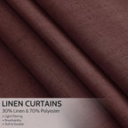 Reddish Brown Linen Blend Light Filtering Back Tab Curtains 108 Inches Long - Image 2