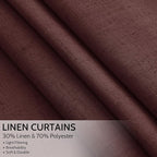 Reddish Brown Linen Curtains 84 Inch Length 2 Panels Set - Image 2