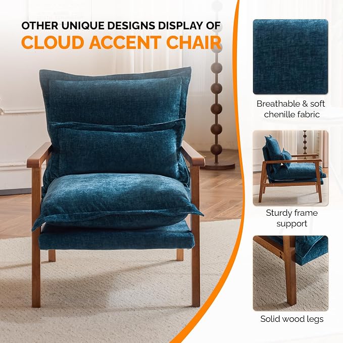 VINGLI Mid-Century Modern Cloud Accent Armchair - Image 5