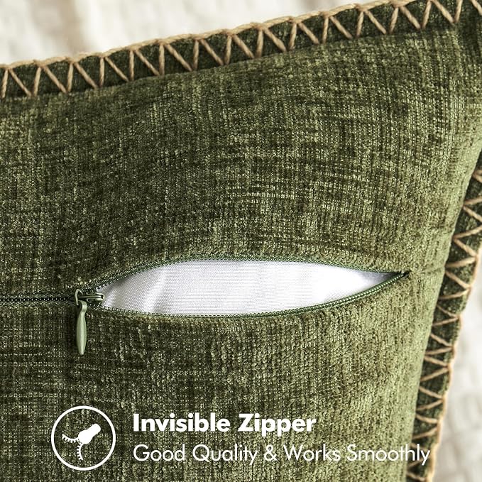 MIULEE Decorative Couch Throw Pillow Covers 18x18 Inch Olive Green 2 Pack | - Image 7