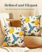 Embroidered Throw Pillow Covers 18x18 Inch, Bird Lemon | Decorative Pillow - Image 5