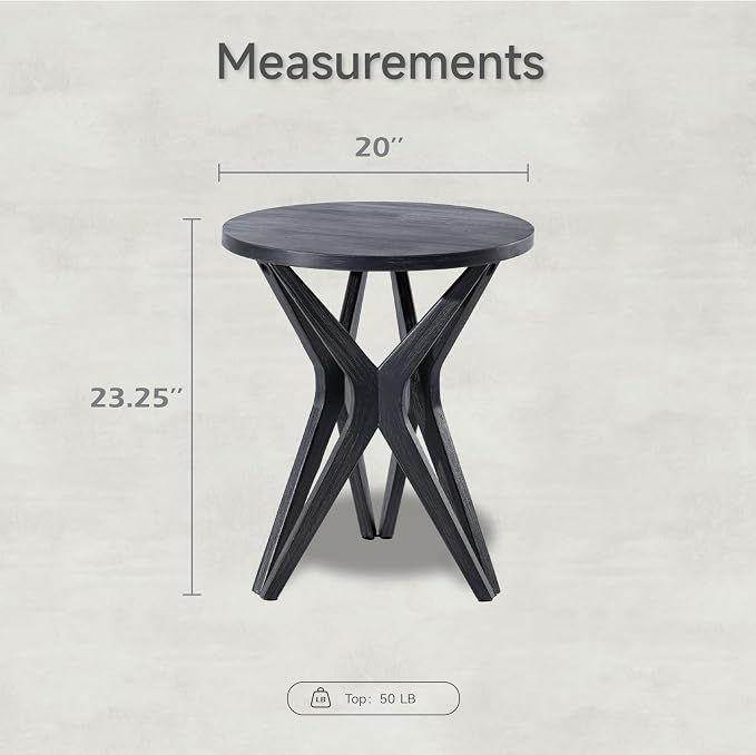 Pedestal Farmhouse End Table, Distressed Top - Image 2