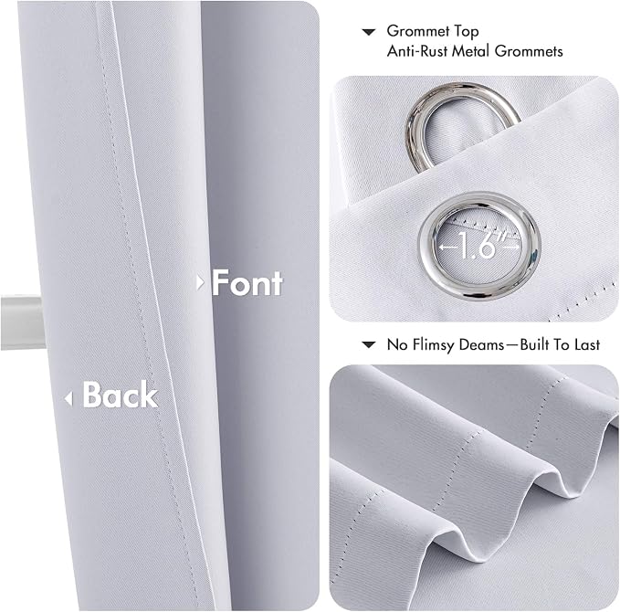 MIULEE Blackout Curtains for Bedroom 2 Panels 55x68 Inch Long Greyish White | - Image 4