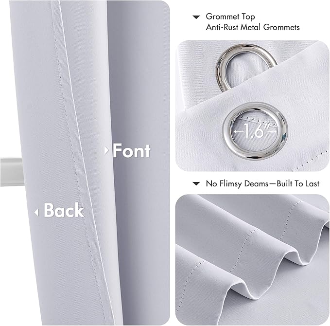 MIULEE Blackout Curtains for Bedroom 2 Panels 40x72 Inch Long Greyish White | - Image 4