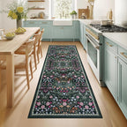 PLHXFR 2x5 Washable Runner Rug：Floral Indoor Kitchen Carpet Dark Green | by PLHXFRSoftAreaRugs