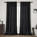 Linen Black Curtains 135 inch Extra Long by Nanspring