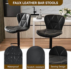 Nalupatio Modern Bar Stools Set of 2, Adjustable Faux Leather Upholstered - Image 4