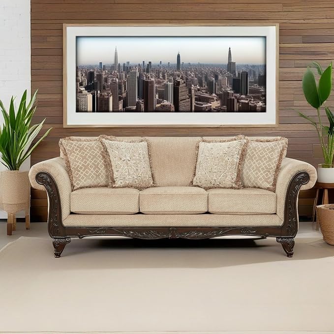 Hernen Carved Wood Frame Sofa - Image 4