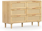 FUQARHY 6 Drawer Dresser Rattan Dresser Modern Chest - Image 9