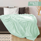 Utopia Bedding Soft Fleece Bed Blanket King Size Mint Green | Microfiber Plush - Image 2